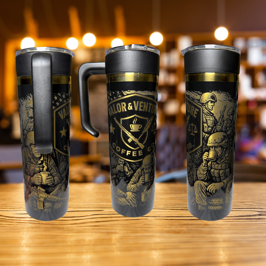 ⚡ Golden Valor 20oz Skinny Tumbler w/ Handle (PRE-ORDER ONLY)